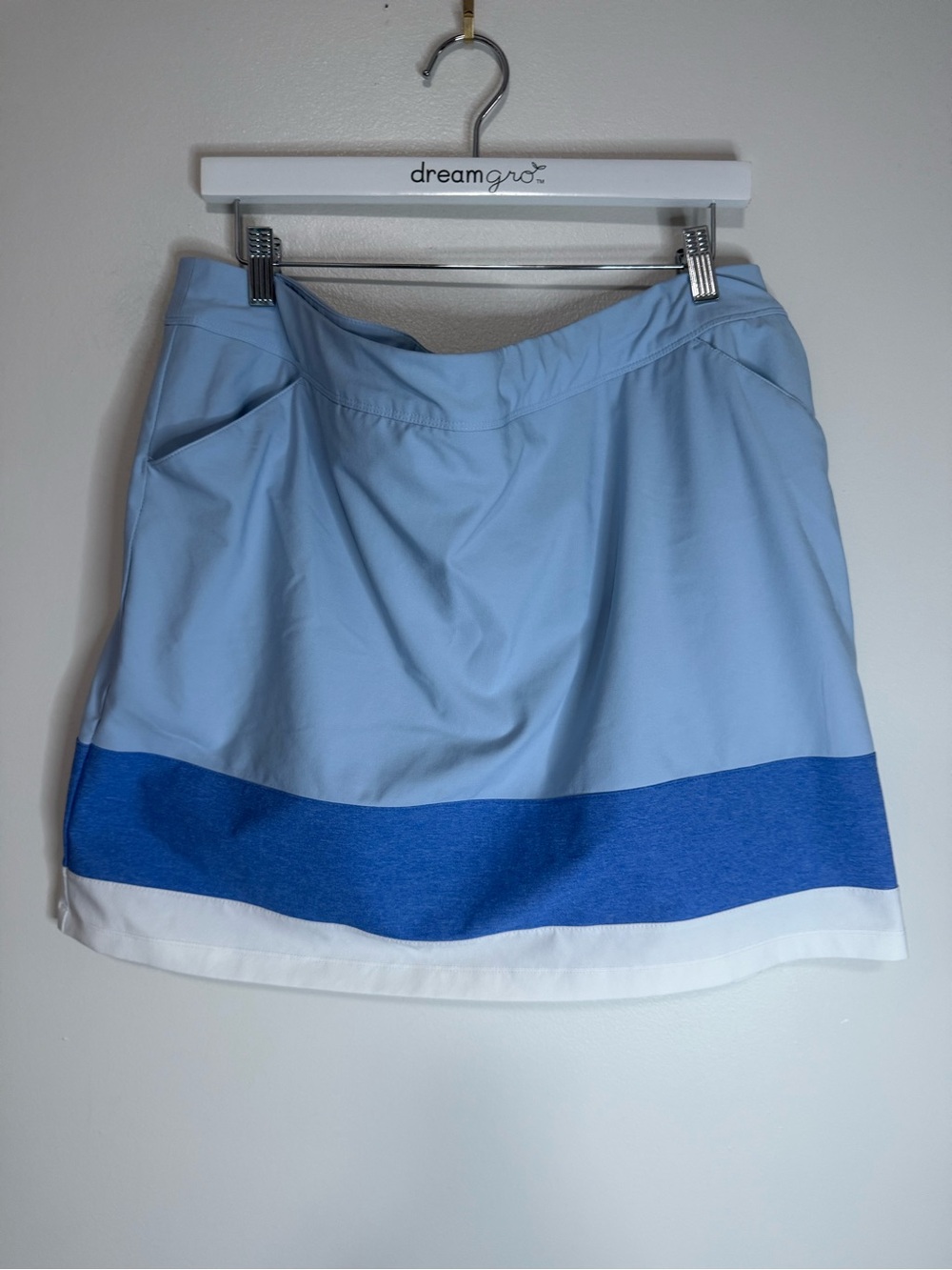 adidas Light Blue Athletic Skort with Royal Blue and White Bands in size XL